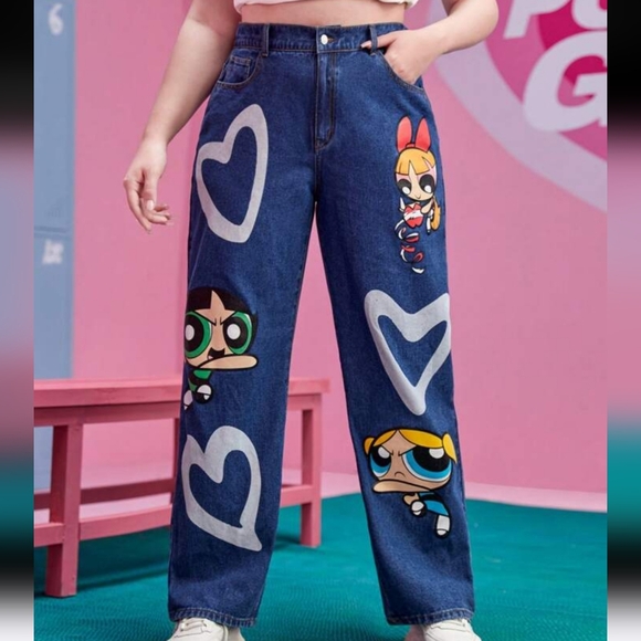 Power Puff Girls Romwe Cartoon Network Graphic Jeans size 18 - Picture 2 of 12